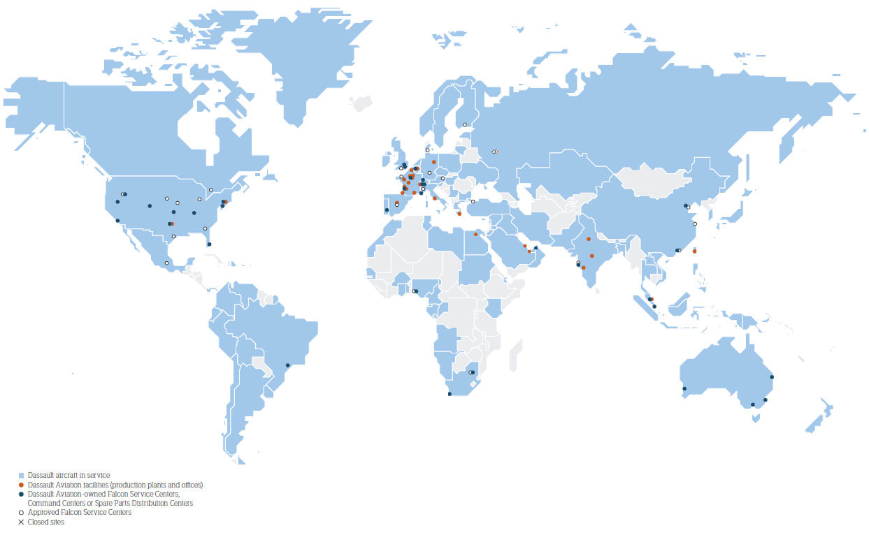 Dassault Aviation worldwide presence