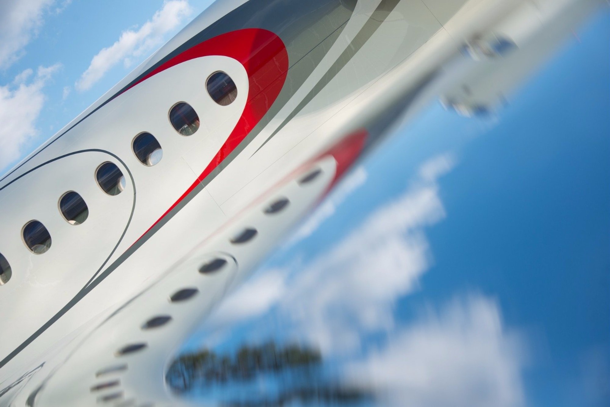 Reflection on Falcon 8X wing.