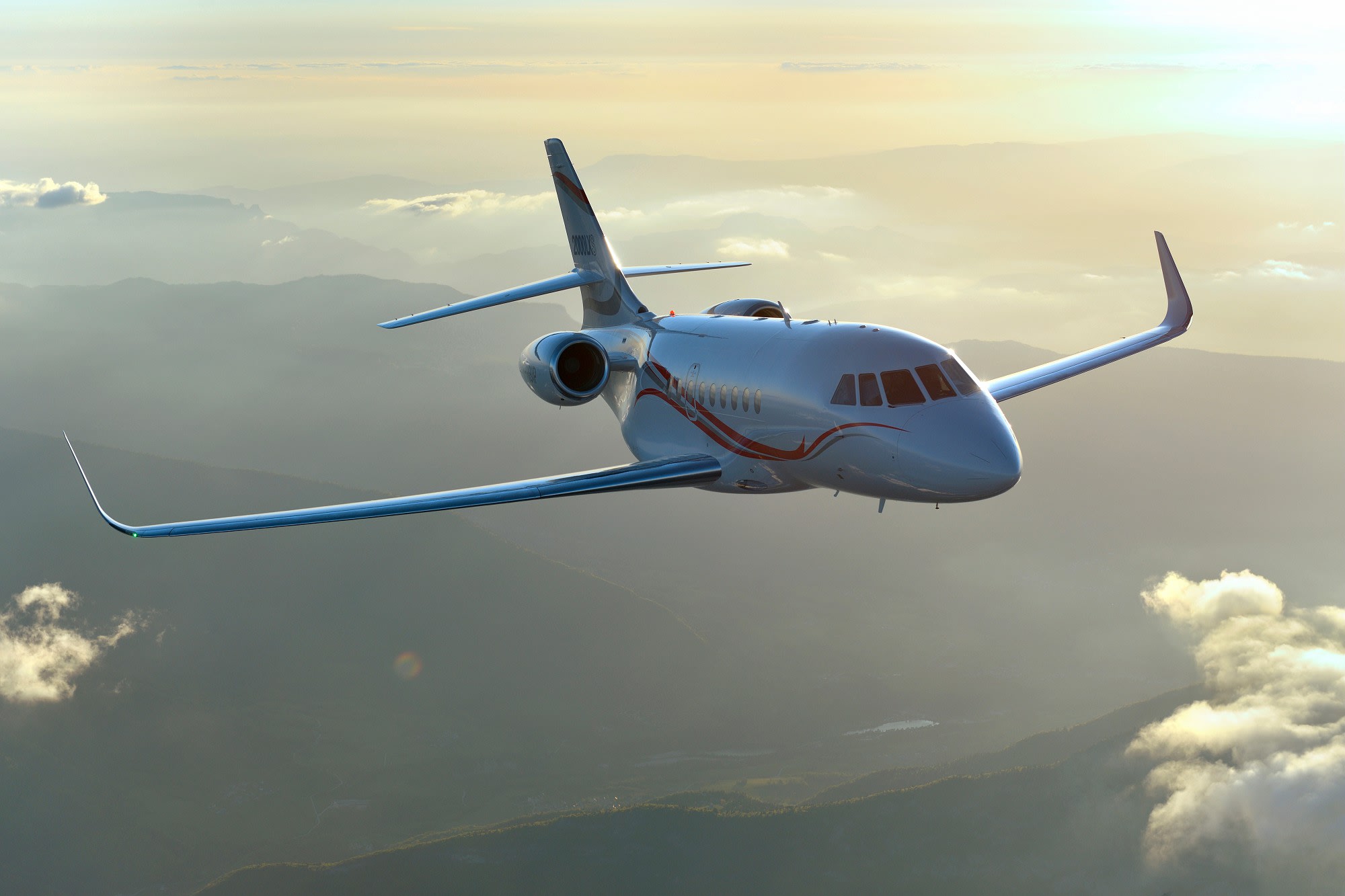 Falcon 2000LXS in flight