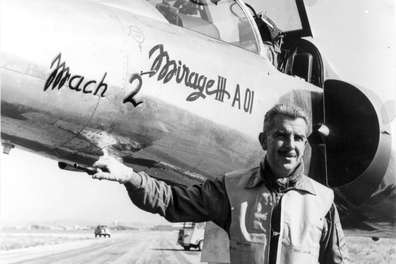 Roland Glavany in front of a Mirage III A 01
