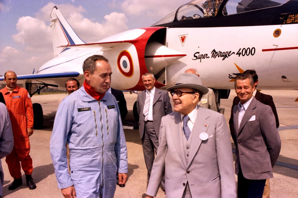 Jean-Marie Saget et Marcel Dassault au salon du Bourget, Juin 1979
