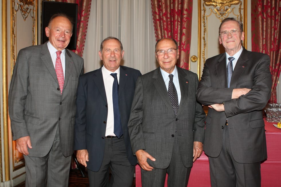 Christian Decaix, Charles Edelstenne, Serge Dassault and Michel Herchin (right) at the presentation of the National Order Grand Officer medal of the Legion of Honor to Mr. Jean-Claude Weber